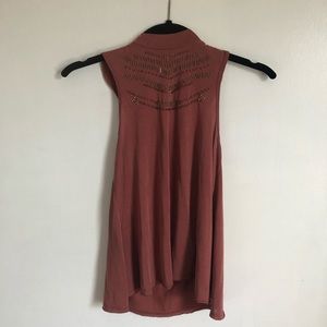 High neck tank top w embellishments